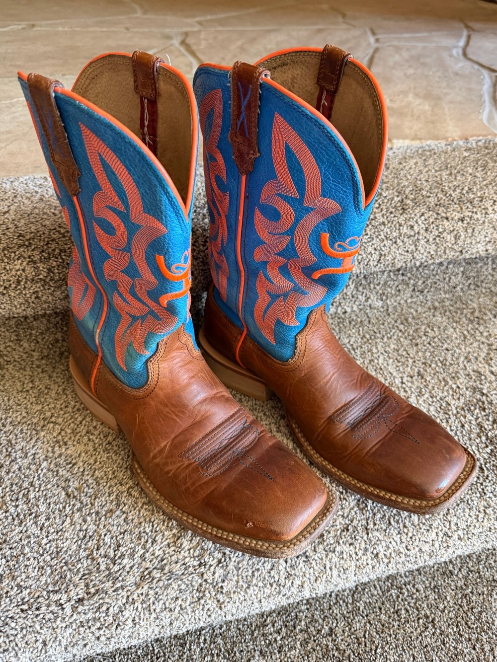 Hooey by Twisted X Women’s Cowboy Boots Blue Orange Embroidery Sz 7.5 B